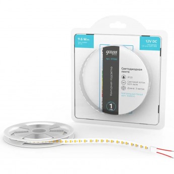 Лента GAUSS BASIC LED 2835/120 12V 9,6W/m 624lm/m 4000K 8mm IP20 3m